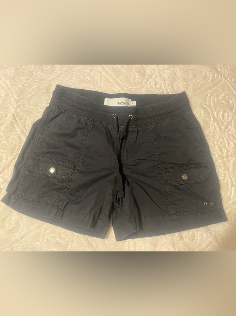 Sonoma Black Drawstring Cargo Shorts